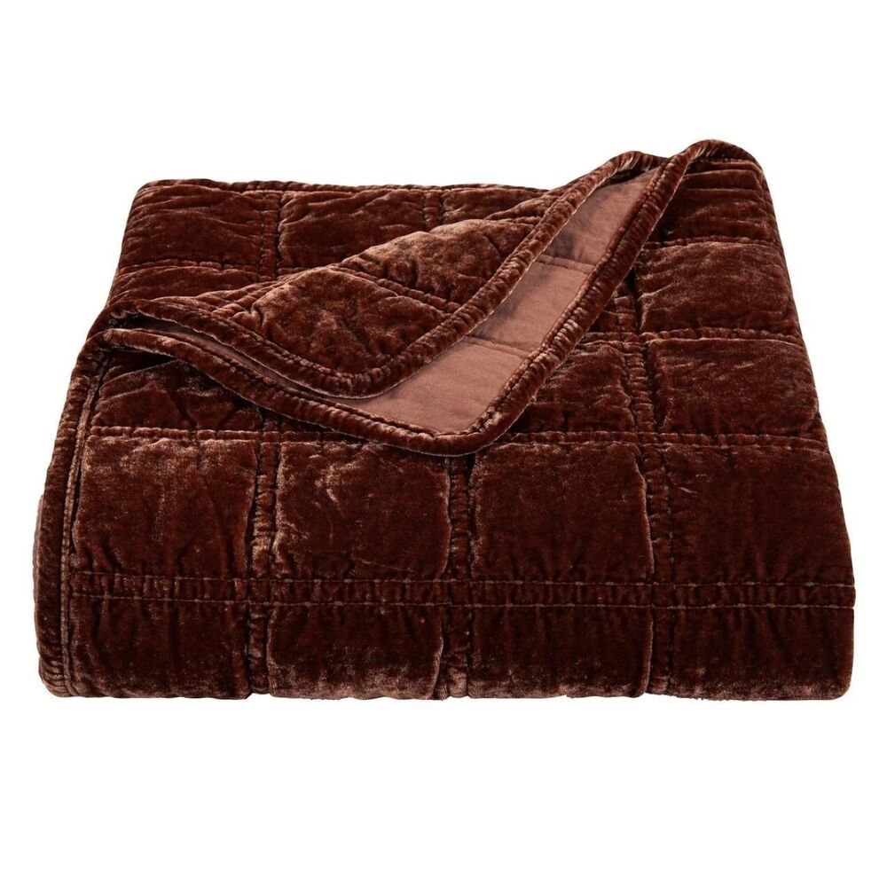 HiEnd Accents Stella Faux Silk Velvet Double Box Stitch Throw 50"W x 60"L